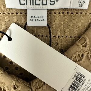Chico's Beige Eyelet Cotton Top